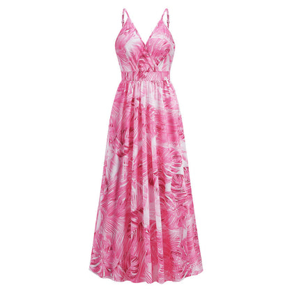 Langes Sommerkleid mit Blumenmuster – luftiges Strandkleid im Swing-Stil