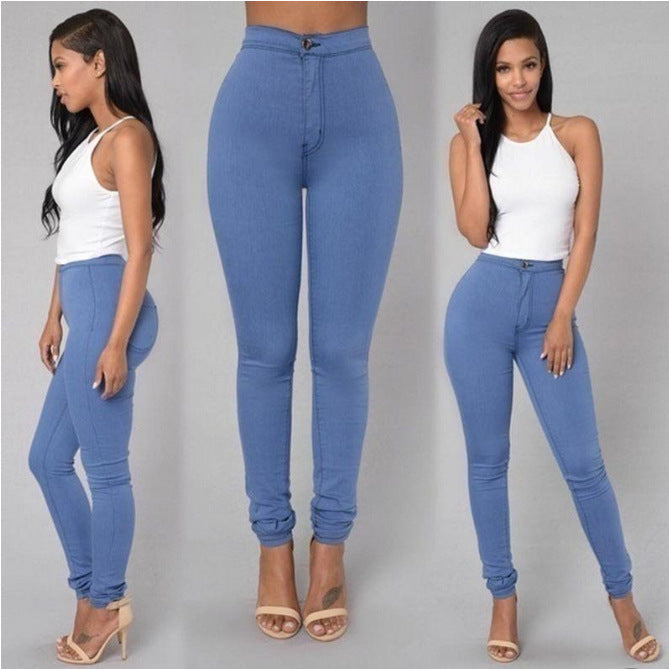 Lässige Damen-Stretchhose mit hoher Taille – schmal geschnittene Skinny-Jeans in Bonbonfarben