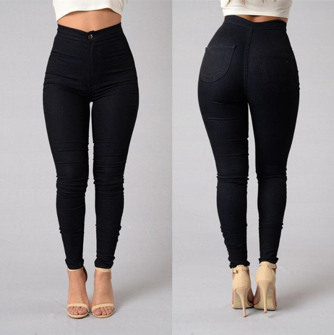 Lässige Damen-Stretchhose mit hoher Taille – schmal geschnittene Skinny-Jeans in Bonbonfarben