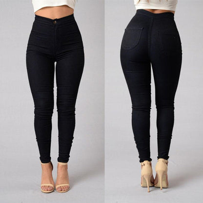 Lässige Damen-Stretchhose mit hoher Taille – schmal geschnittene Skinny-Jeans in Bonbonfarben