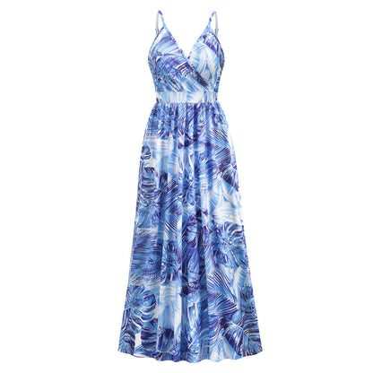 Langes Sommerkleid mit Blumenmuster – luftiges Strandkleid im Swing-Stil