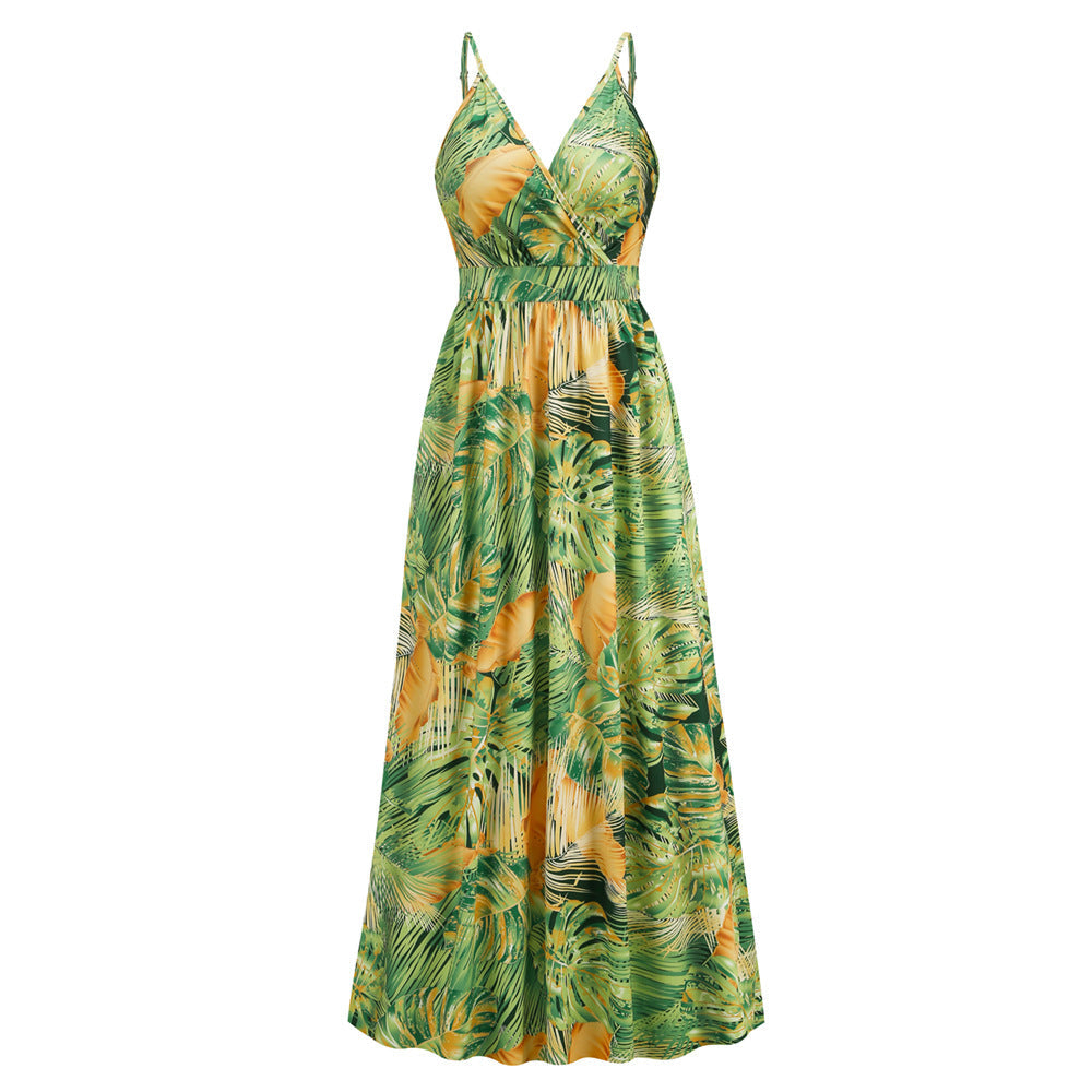 Langes Sommerkleid mit Blumenmuster – luftiges Strandkleid im Swing-Stil