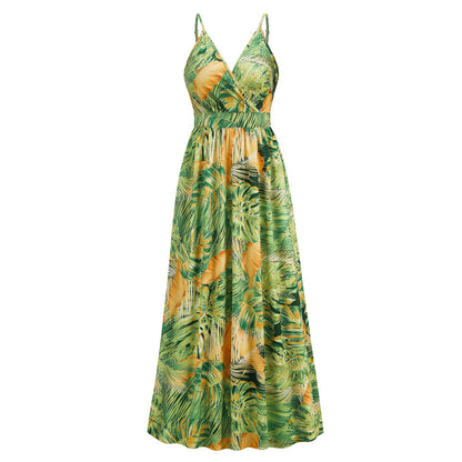 Langes Sommerkleid mit Blumenmuster – luftiges Strandkleid im Swing-Stil