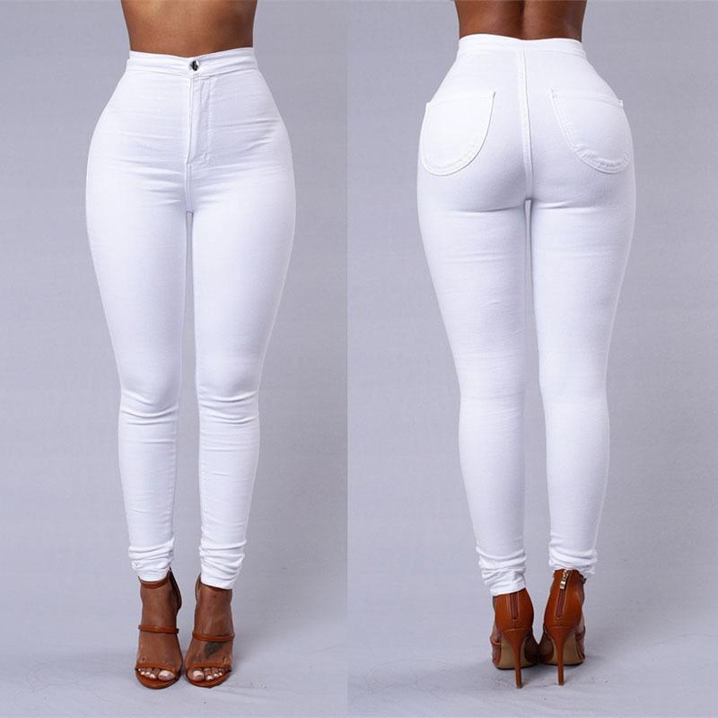 Lässige Damen-Stretchhose mit hoher Taille – schmal geschnittene Skinny-Jeans in Bonbonfarben