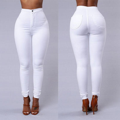 Lässige Damen-Stretchhose mit hoher Taille – schmal geschnittene Skinny-Jeans in Bonbonfarben