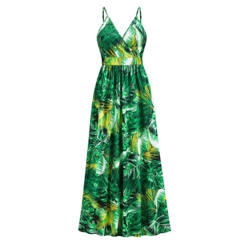 Langes Sommerkleid mit Blumenmuster – luftiges Strandkleid im Swing-Stil