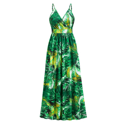 Langes Sommerkleid mit Blumenmuster – luftiges Strandkleid im Swing-Stil