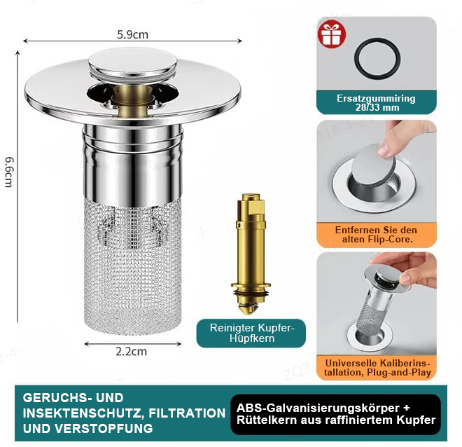 Letzter Tag der Aktion: 49 % Rabatt! 🔥 TIMNAMY® Ausziehbarer Spülbecken-Abflusssieb ---- 🛀 Beseitigt Gerüche und verhindert Verstopfungen