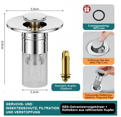 Letzter Tag der Aktion: 49 % Rabatt! 🔥 TIMNAMY® Ausziehbarer Spülbecken-Abflusssieb ---- 🛀 Beseitigt Gerüche und verhindert Verstopfungen