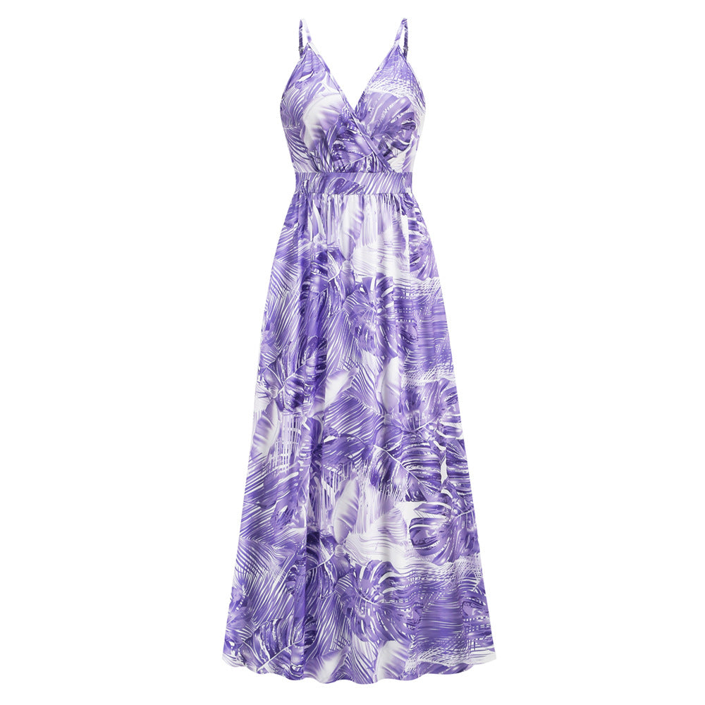 Langes Sommerkleid mit Blumenmuster – luftiges Strandkleid im Swing-Stil